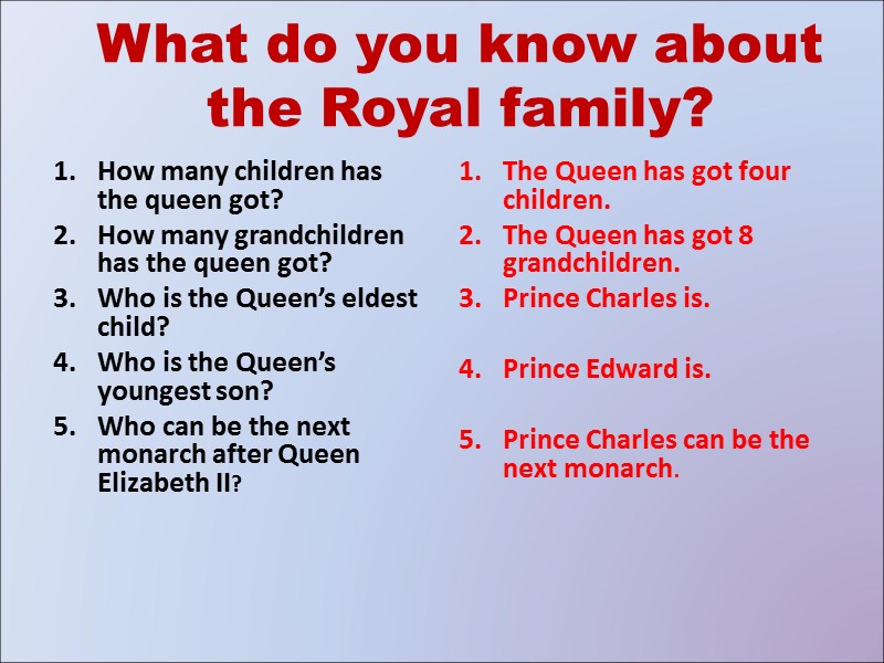 What do you know about the Royal family?  How many children has the